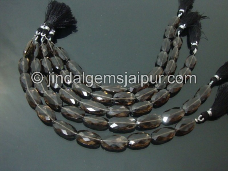 Smokey Faceted Long Oval Shape Beads