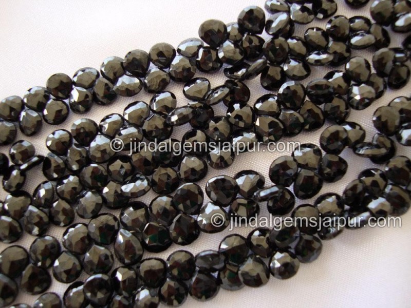 Black Spinel Briollete Heart Shape Beads