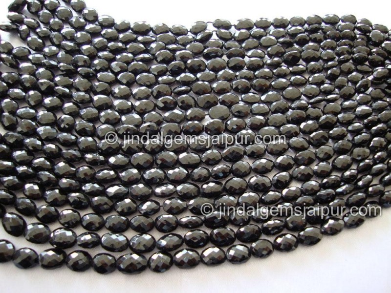 Black Spinel Faceted Oval Shape Beads