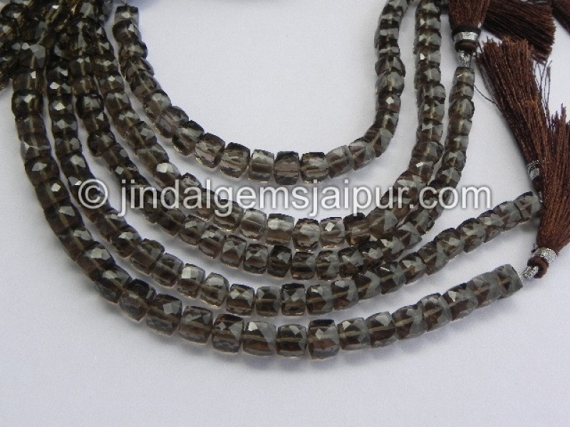 Smokey Faceted Cube Shape Beads