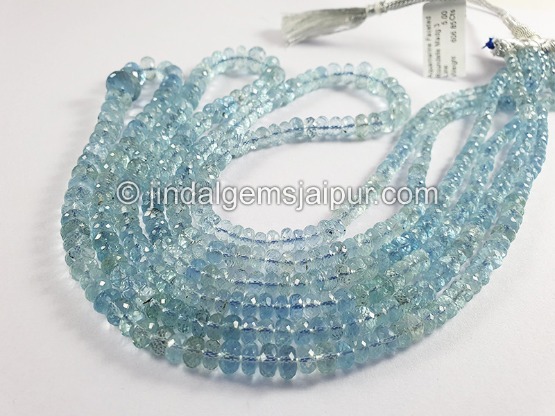 Aquamarine Faceted Roundelle Shape Beads