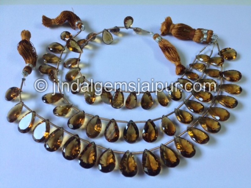 Coganac Quartz Concave Cut Pear Shape Beads