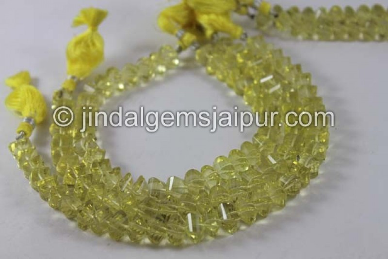 Lemon Quartz Twisted Roundelle Shape Beads