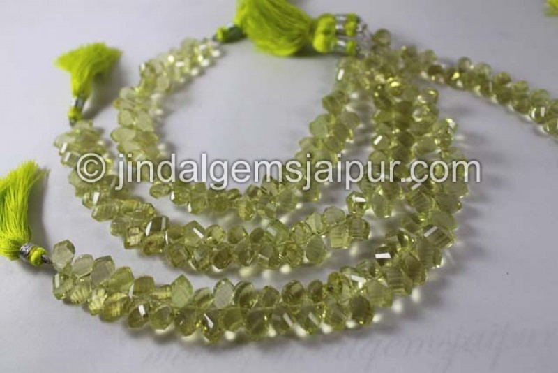 Lemon Quartz Twisted Drops Shape Beads