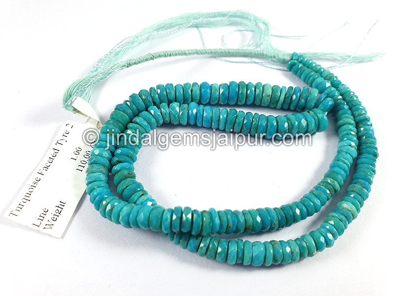 Turquoise Faceted Tyre Shape Small Beads