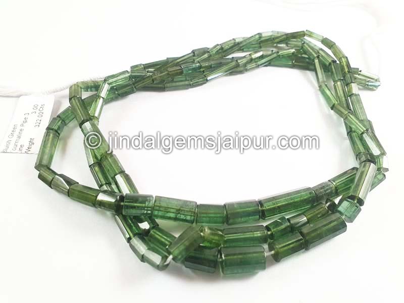 Bluish Green Tourmaline Pipe Shape Beads