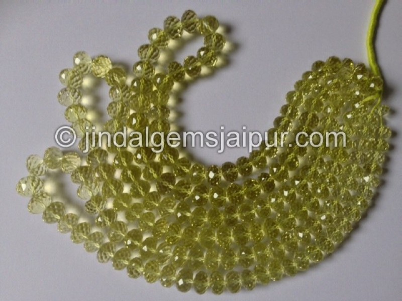 Lemon Quartz Concave Cut Roundelle Shape Beads