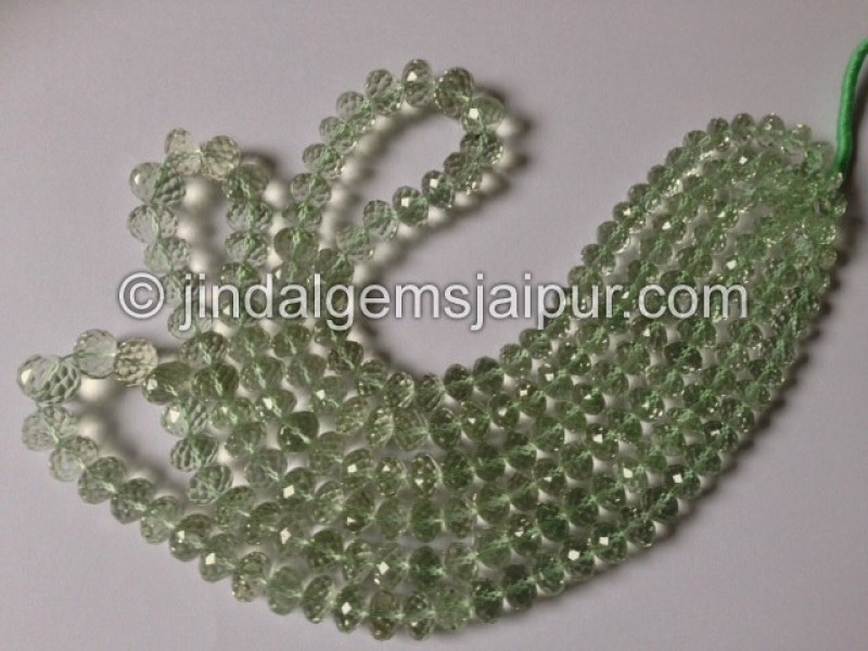 Green Amethyst Concave Cut Roundelle Shape Beads