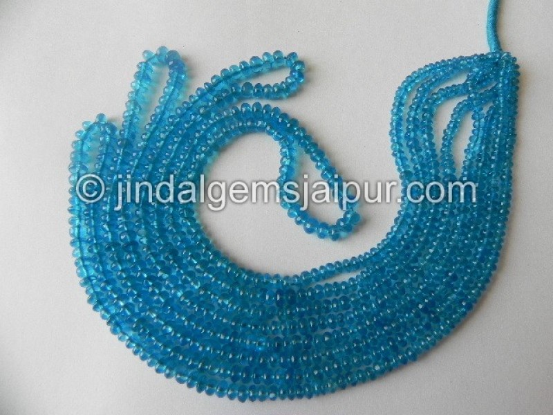 Neon Blue Apatite Smooth Roundelle Beads