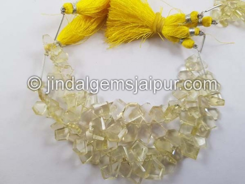 Lemon Quartz Flat Slice Cut Beads