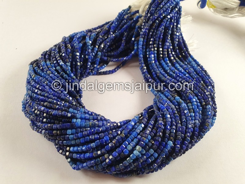 Lapis Shaded Cut Cube Beads