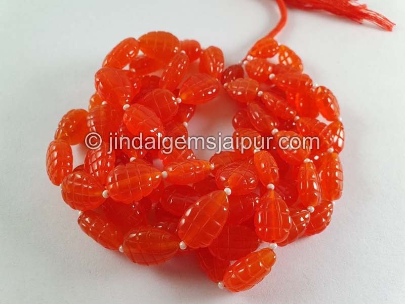 Carnelian Carved Pear Beads