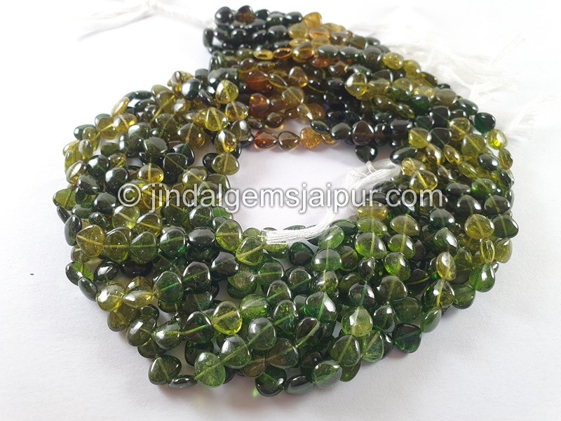 Chrome Green Tourmaline Smooth Heart Beads