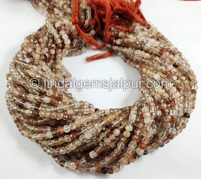 Copper Rutile Faceted Cube Shape Beads