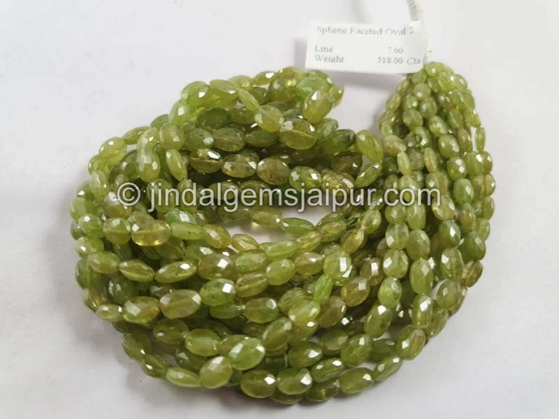 Sphene Faceted Oval Beads