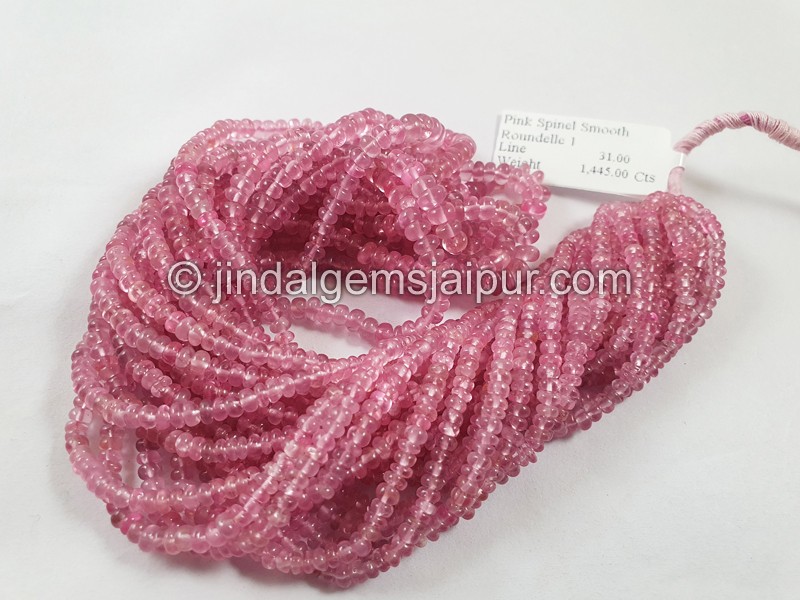 Pink Spinel Smooth Roundelle Beads