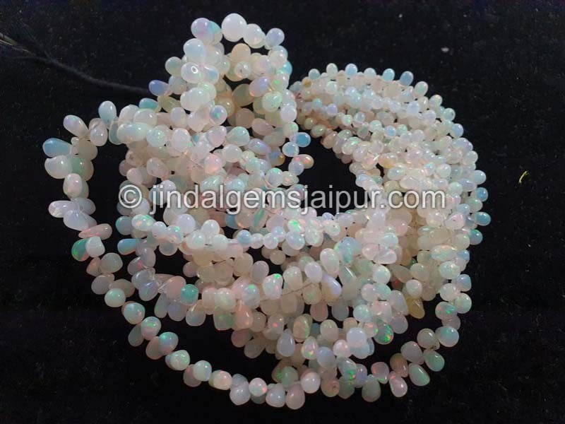 White Ethiopian Opal Smooth Drop Beads