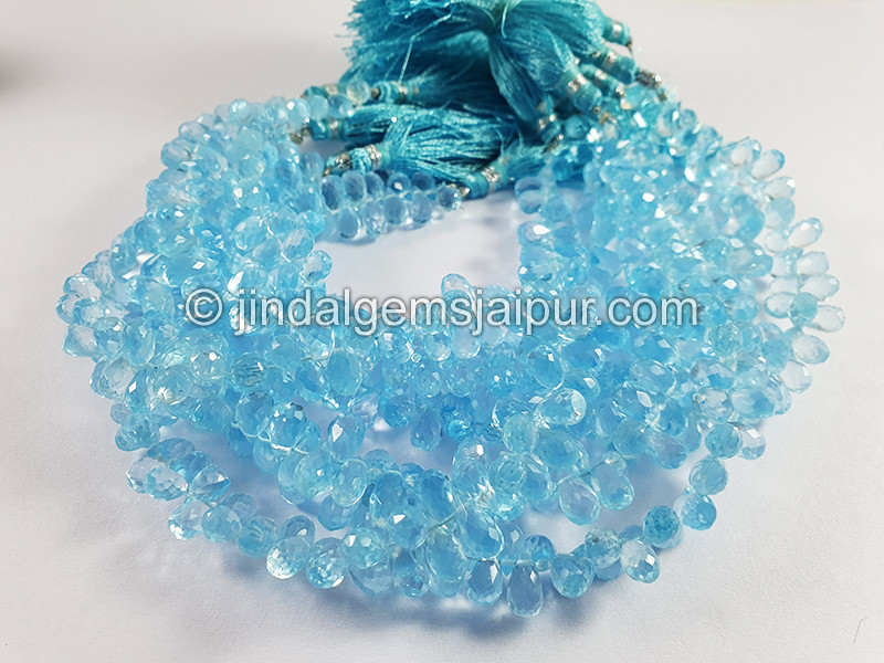 Sky Blue Topaz Faceted Drops Shape Beads