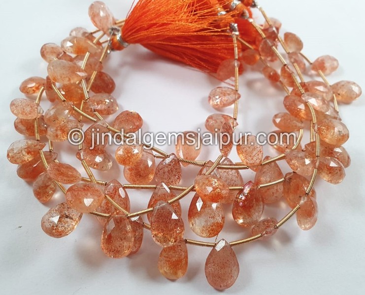 Sunstone Faceted Pear Beads