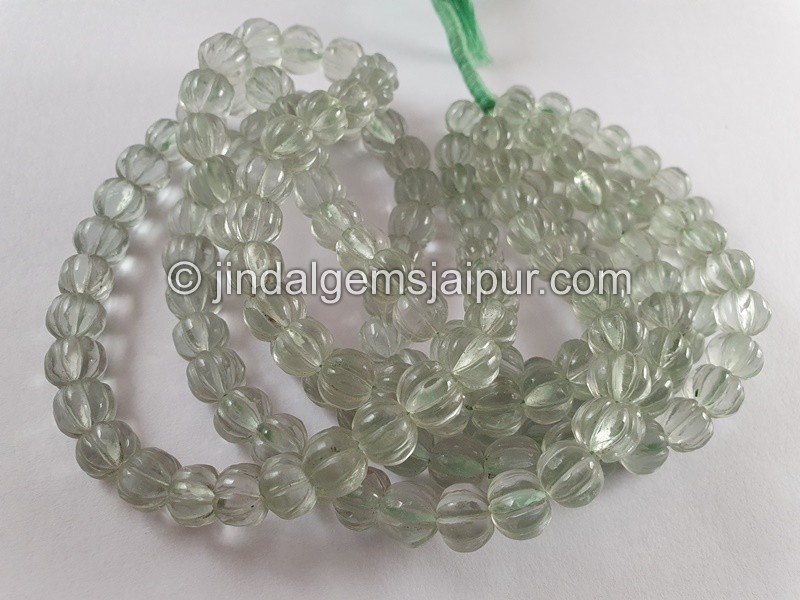 Green Amethyst Carved Pumpkin Beads