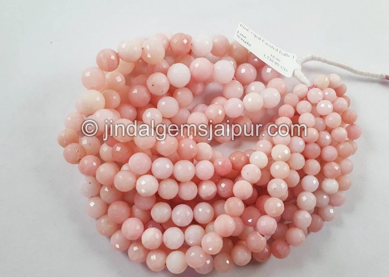 Pink Opal Faceted Round Balls Shape Beads