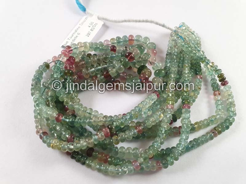 Blue Tourmaline Shaded Smooth Roundelle Beads