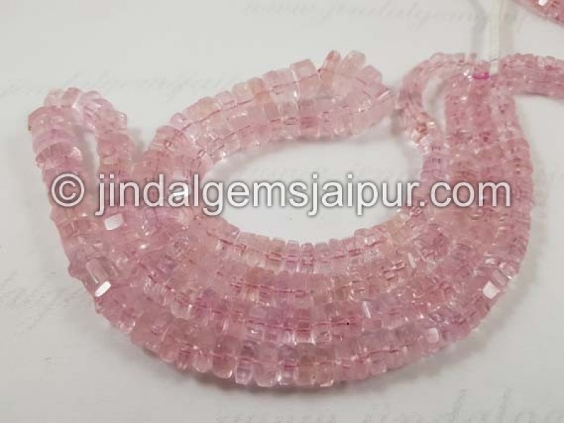 Pink Morganite Step Cut Roundelle Beads