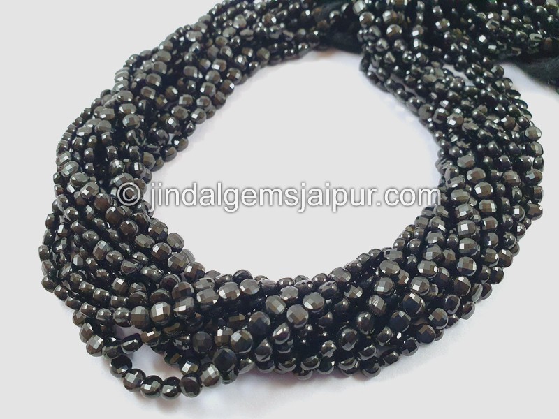 Black Spinel Faceted Coin Beads