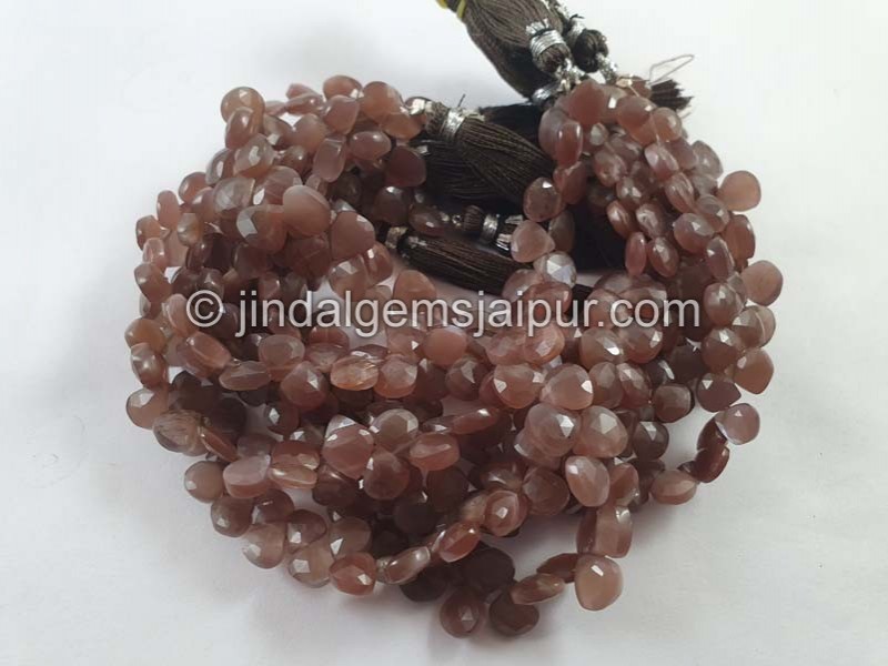 Chocolate Moonstone Faceted Heart Beads