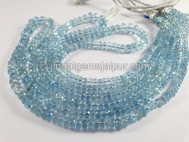 Aquamarine Faceted Roundelle Shape Beads