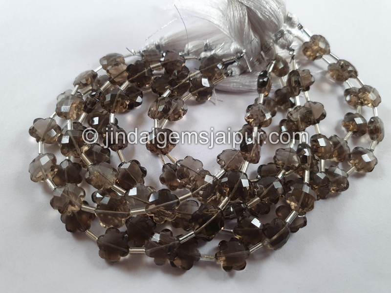 Smoky Faceted Flower Beads