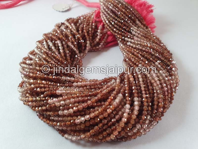 Natural Pink Zircon Shaded Faceted Round Beads