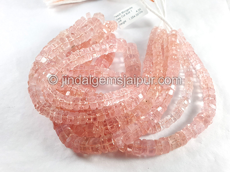 Peach Morganite Step Cut Bolt Shape Beads