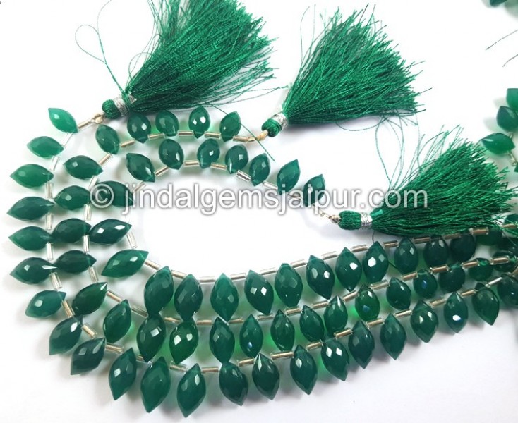 Green Onyx Faceted Dew Drops Beads