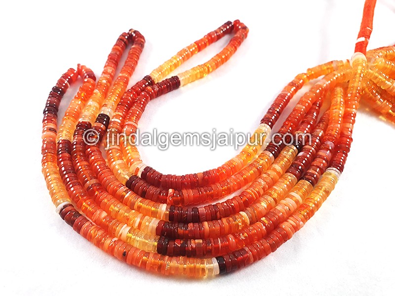 Fire Opal Smooth Tyre Shape Small Beads