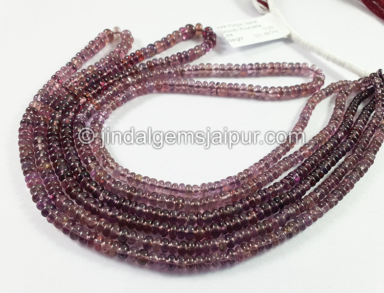 Pink Purple Spinel Smooth Roundelle Shape Beads