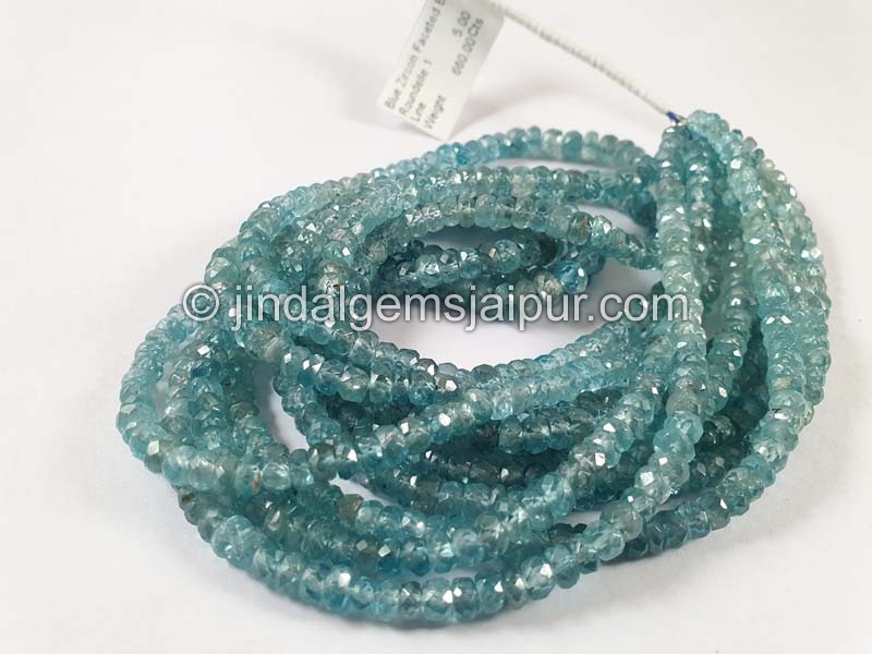 Blue Zircon Big Faceted Roundelle Shape Beads