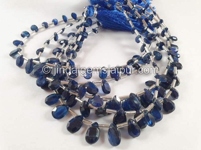 Kyanite Faceted Flat Pear Beads