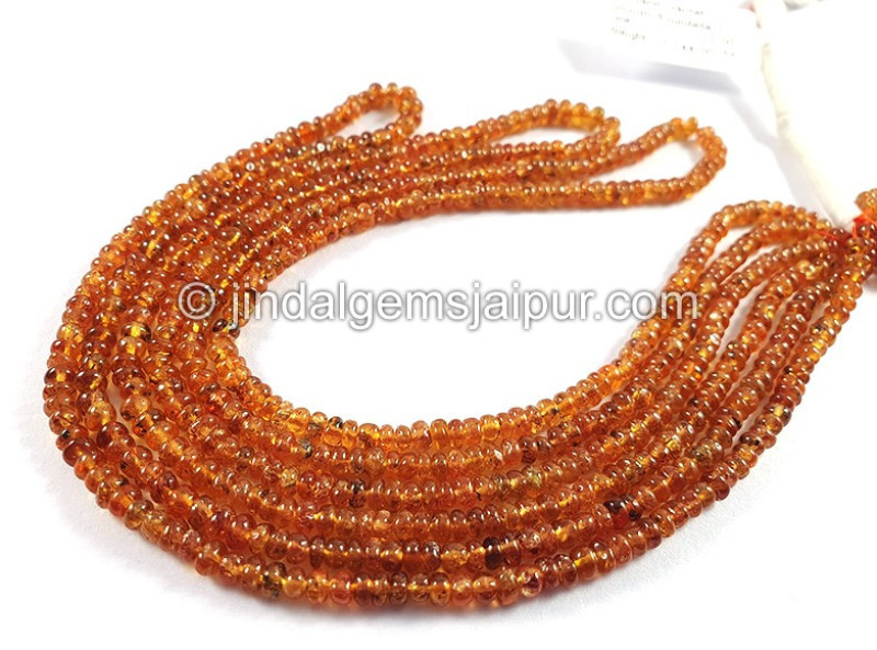 Mandarin Garnet Smooth Roundelle Shape Beads