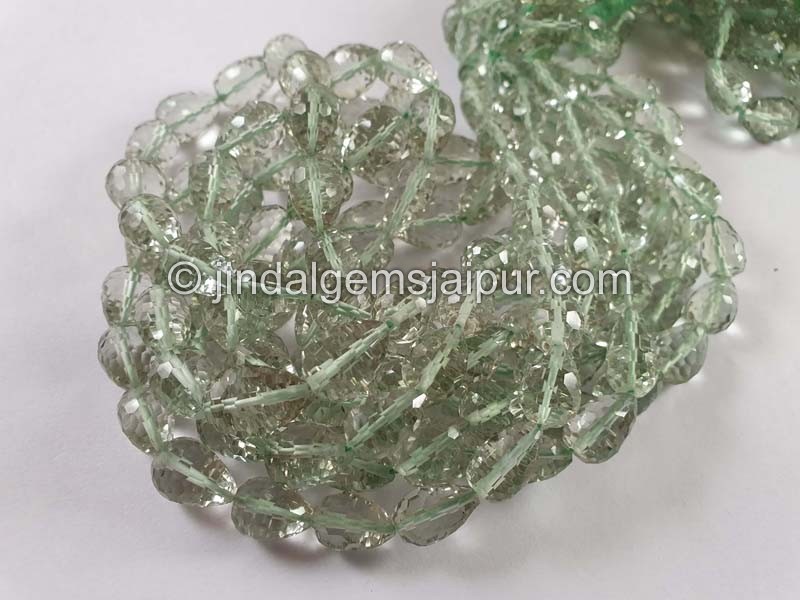 Green Amethyst Concave Cut Drops Beads