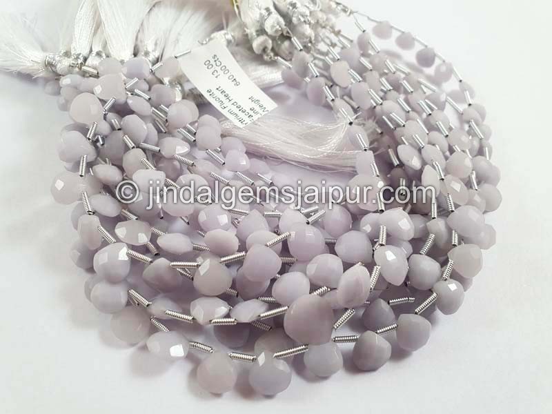 Yttrium Fluorite Faceted Heart Shape Beads