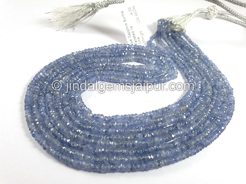 Blue Sapphire Burma Faceted Roundelle Shape Beads