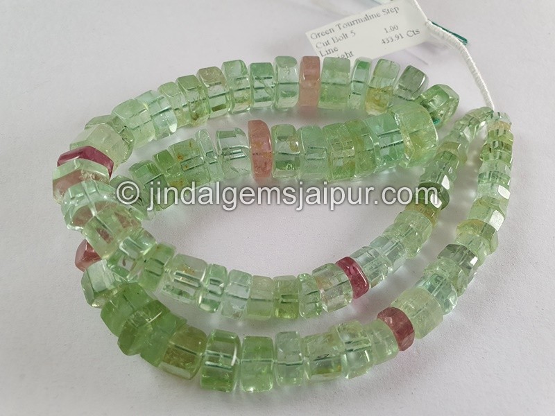 Mint Green Tourmaline Step Cut Bolt Beads