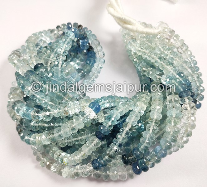 Santa Maria Aquamarine Shaded Faceted Roundelle Shape Beads