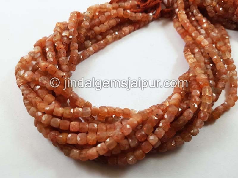 Sunstone micro cut cube beads