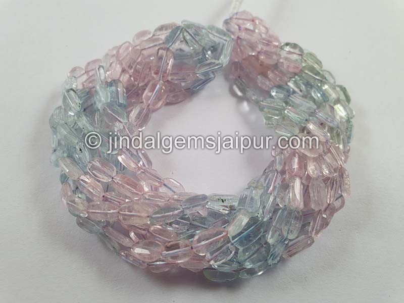 Multi Aquamarine Faceted Nugget Beads