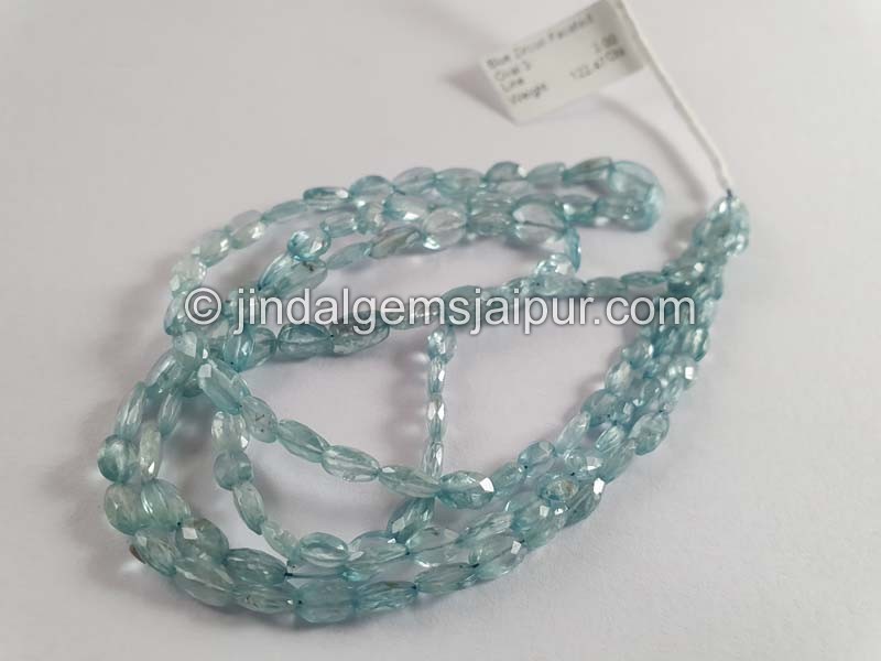 Blue Zircon Faceted Oval Beads