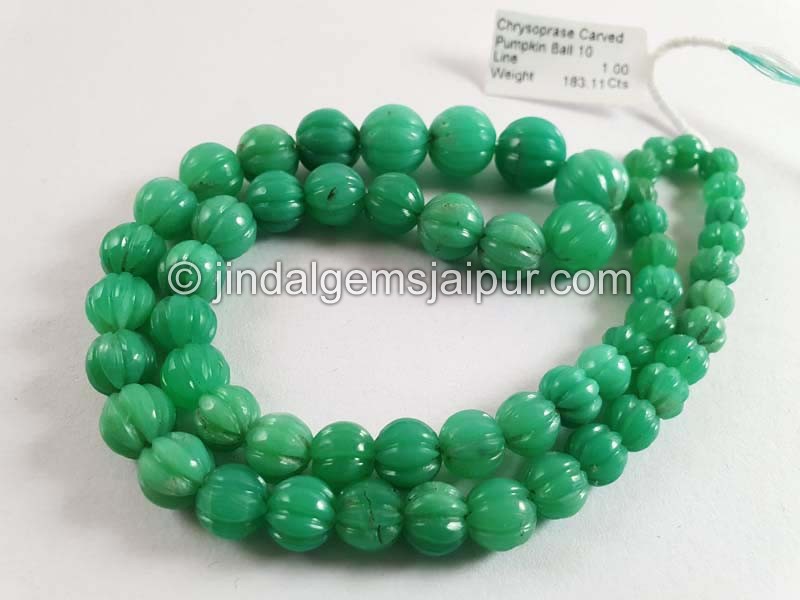 Chrysoprase Carved Pumpkin Balls Beads