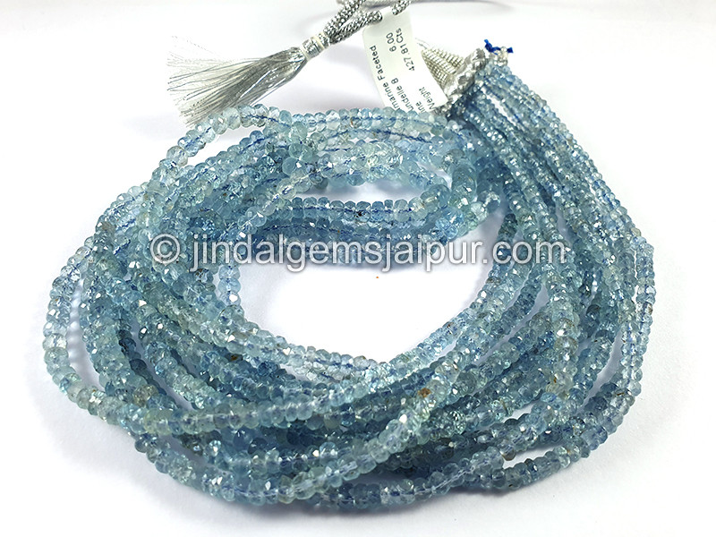 Aquamarine Faceted Roundelle Shape Beads