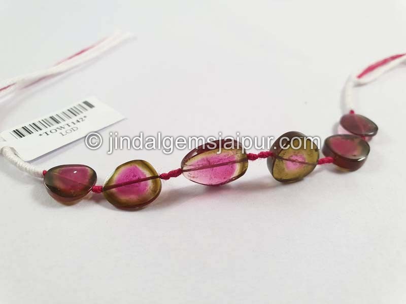 Watermelon Tourmaline Smooth Slices Beads